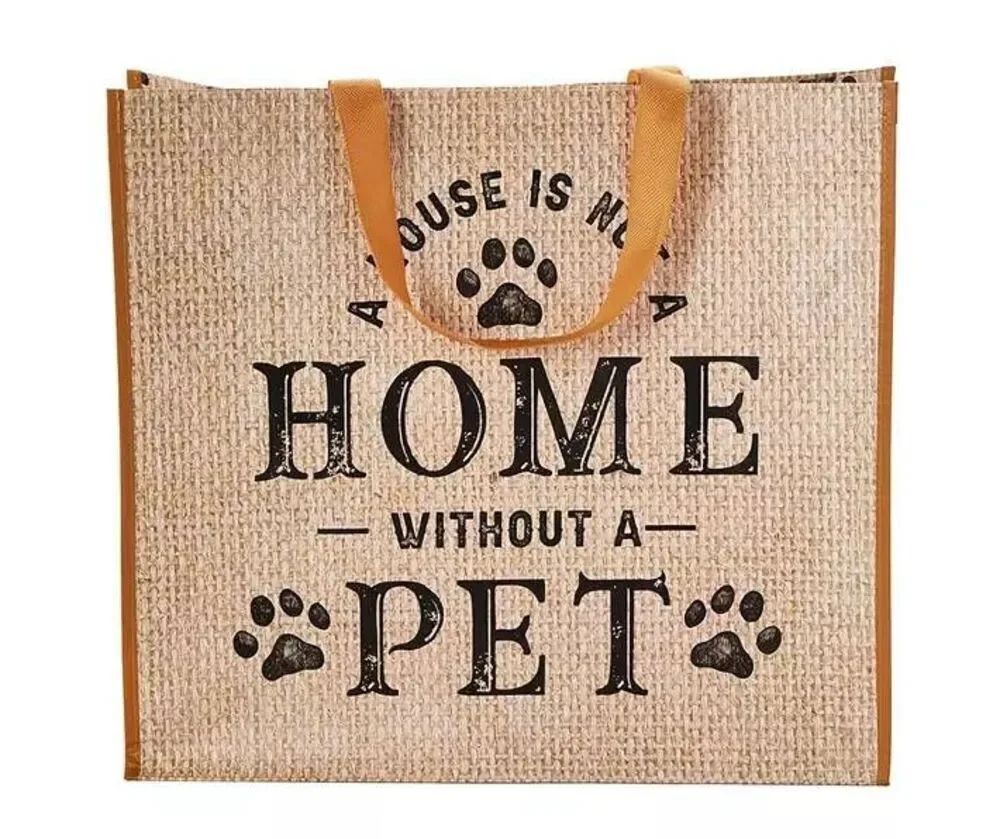 Set of 5 "A House Is Not A Home Without A Pet" Paw Print Large Tote Bags